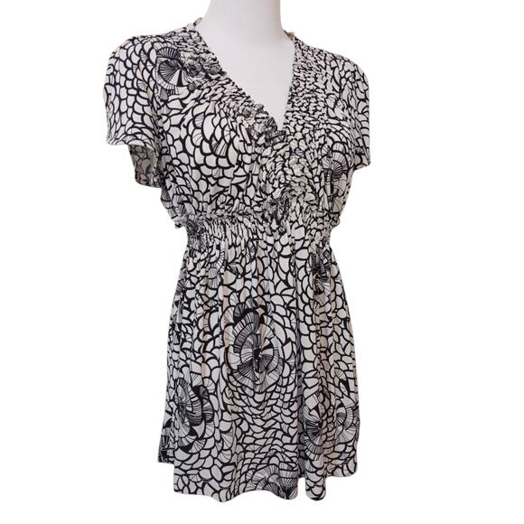 Y2K 2000s Babydoll Top Blouse L Liquid Knit Smocked Coquette Office Career Party - Picture 4 of 12